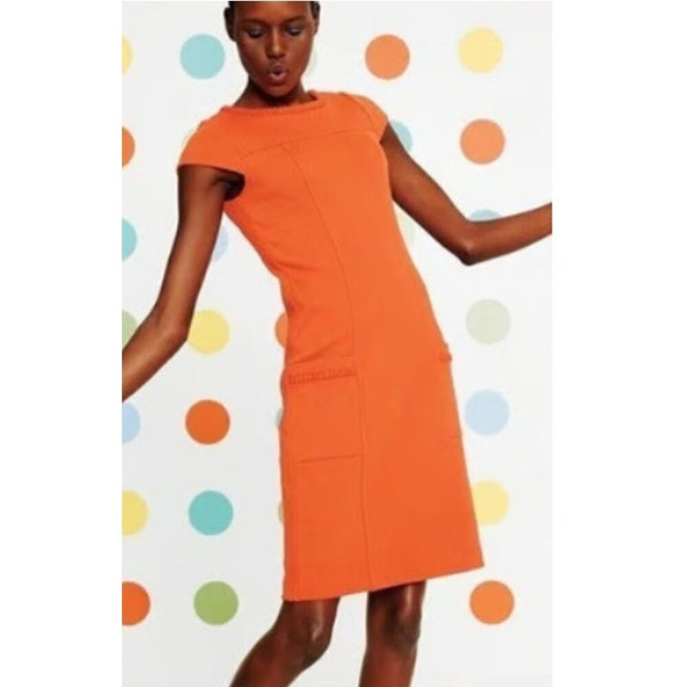 Boden Orange Cotton Blend Sheath Midi Dress Size 8